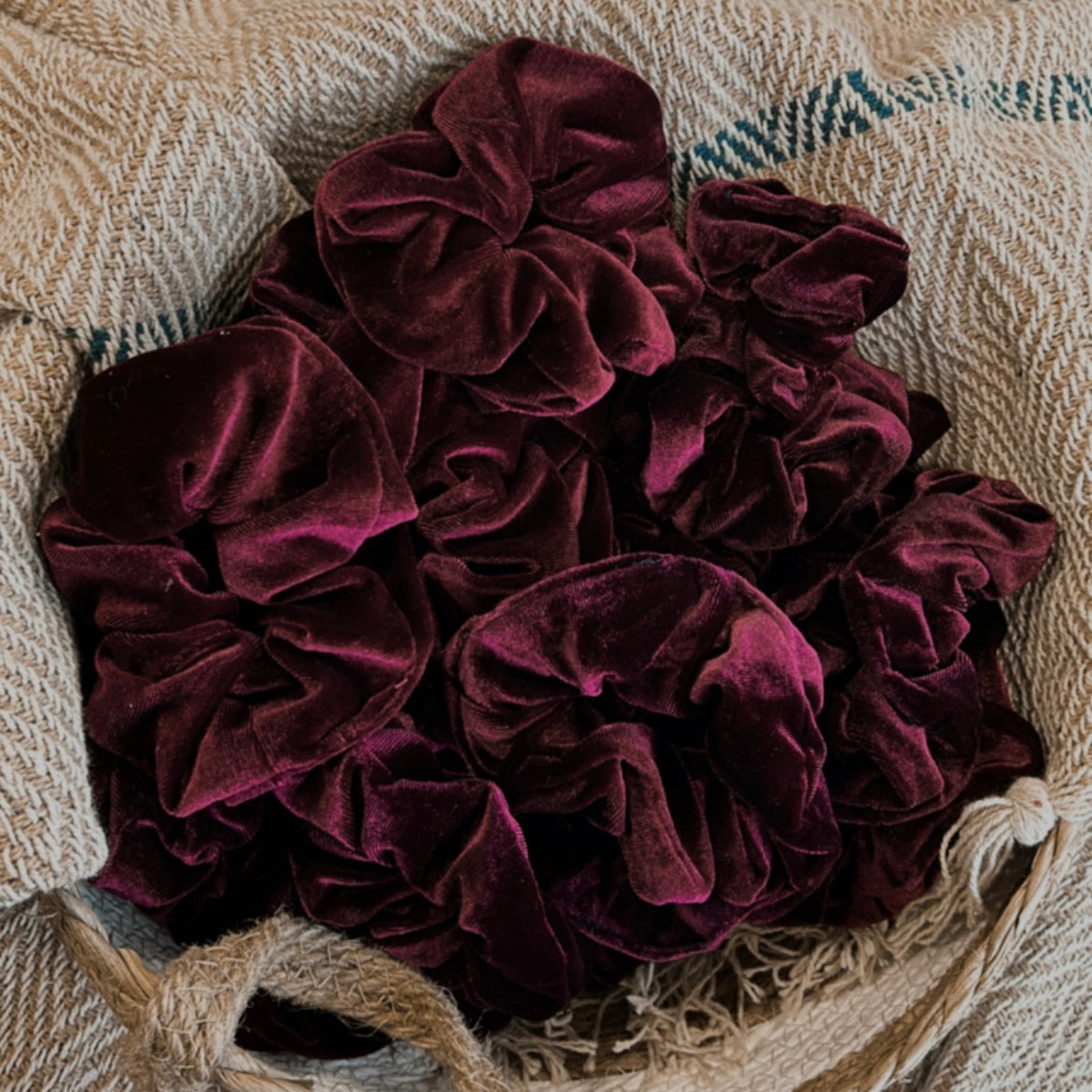 Scrunchie velvet Bordeaux rood