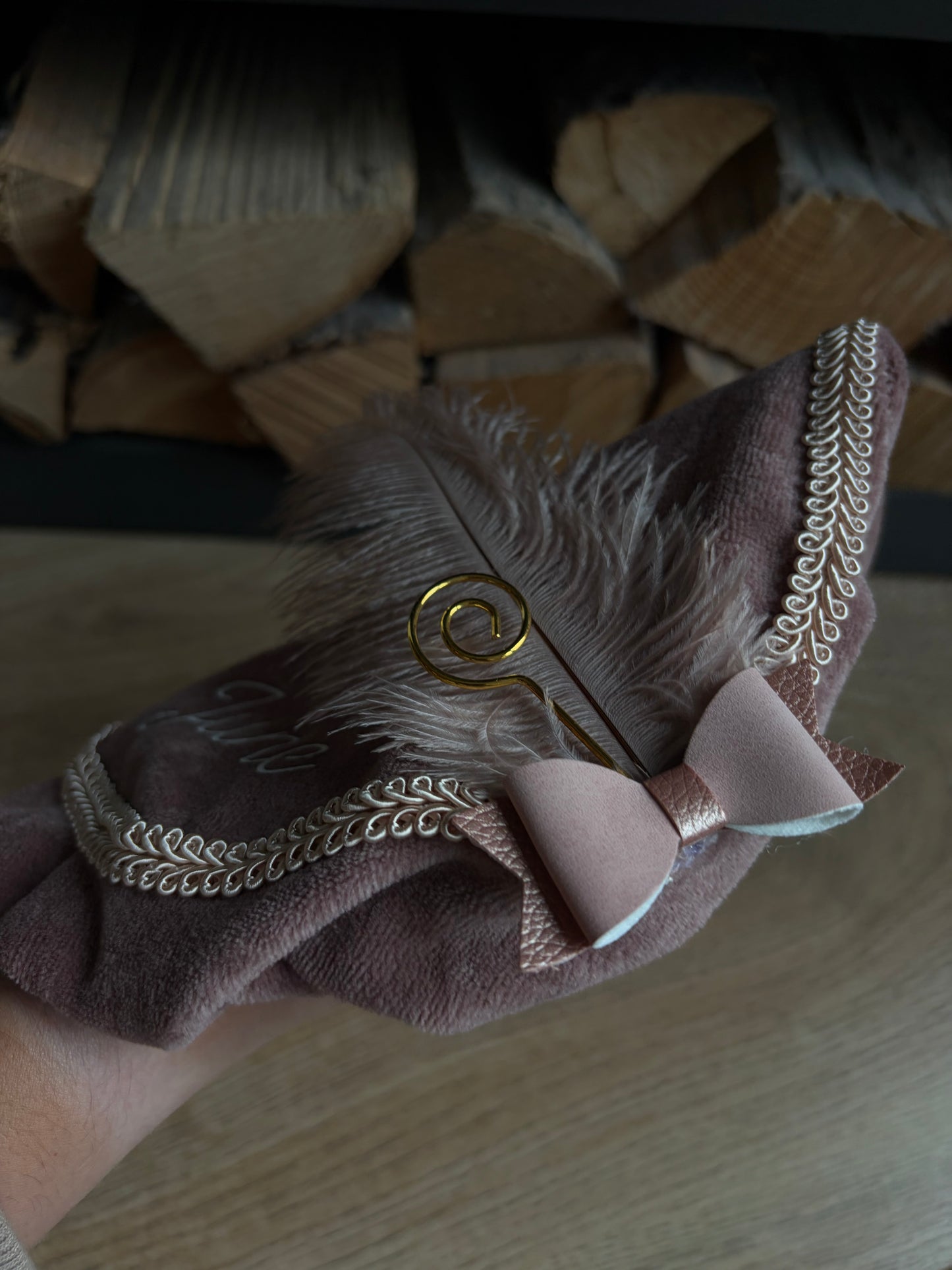 Luxe pietenmuts - roze met strik