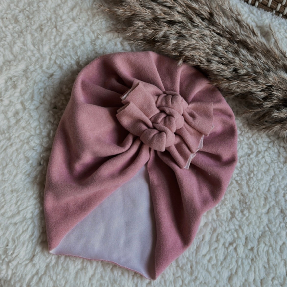 Tulbandje driedubbele strik roze