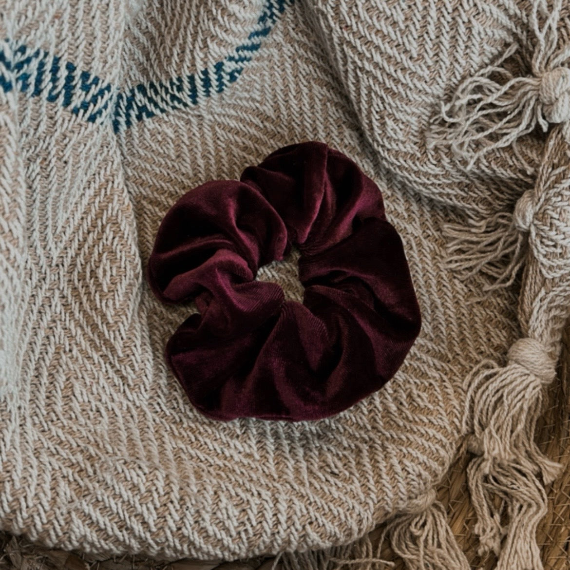 Scrunchie velvet Bordeaux rood