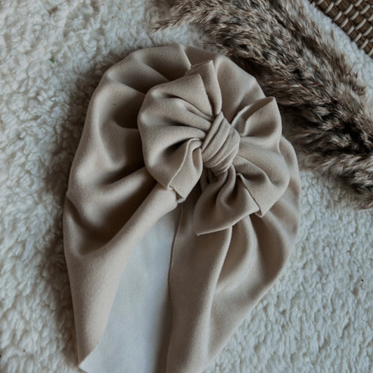 Tulbandje strik beige