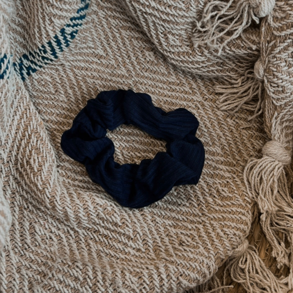 Scrunchie rib blauw