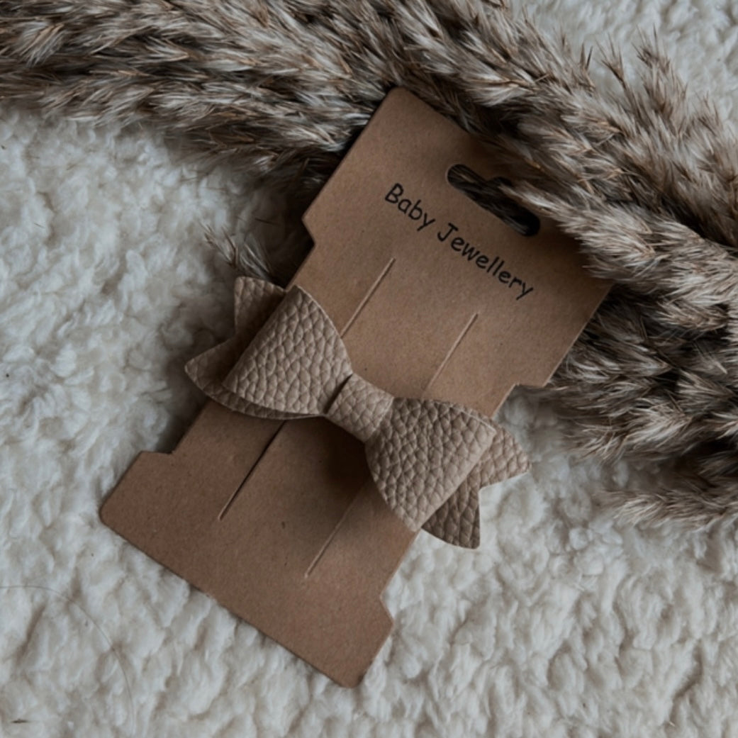 Haarspeldje strik beige alligator