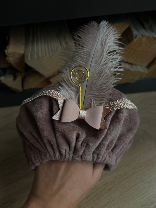 Luxe pietenmuts - roze met strik