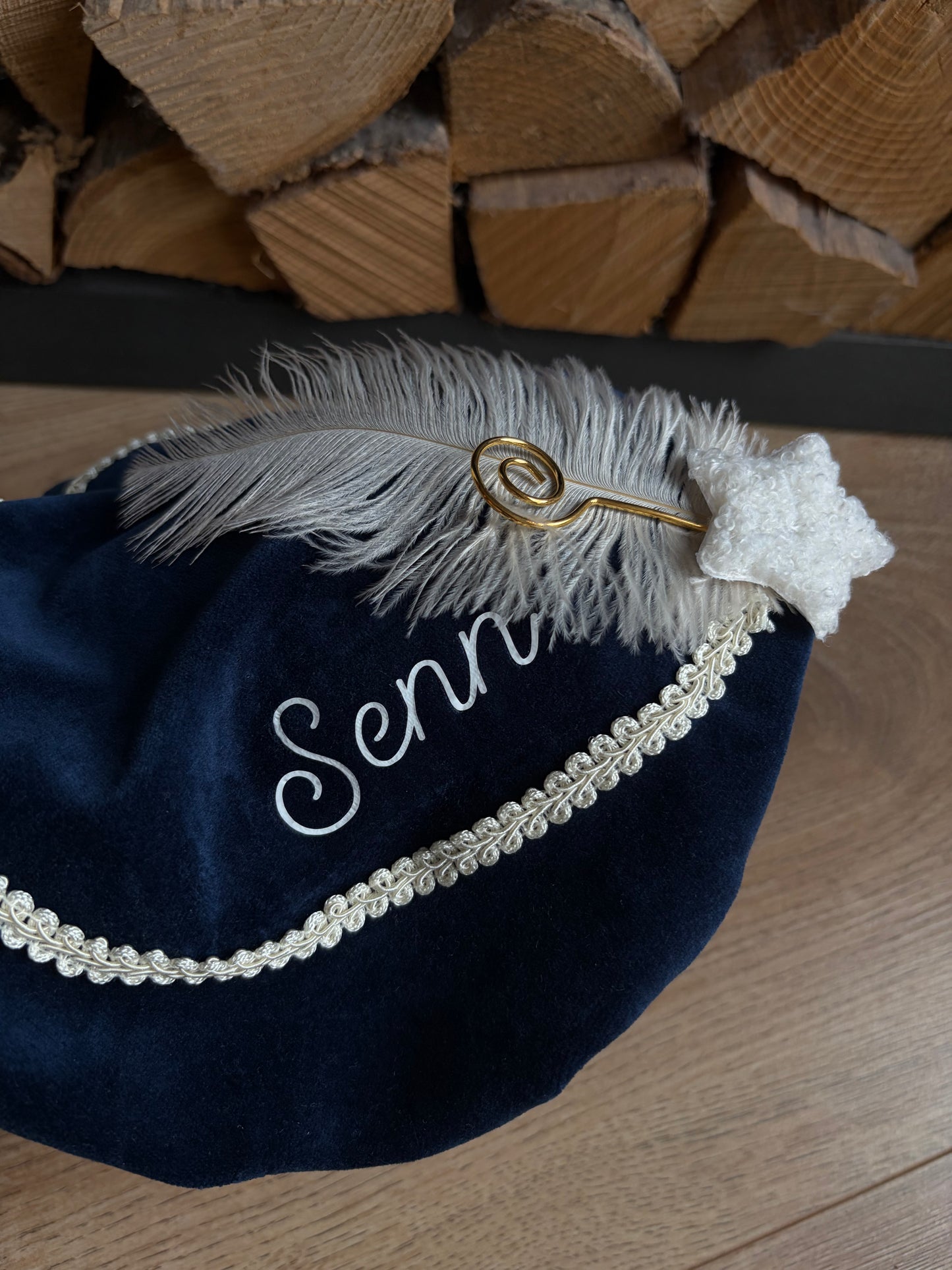 Luxe pietenmuts - blauw met ster