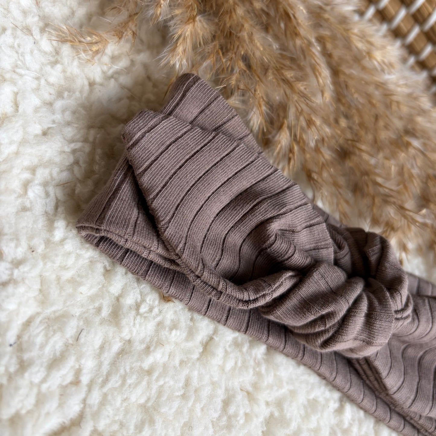 Haarband knoop taupe rib