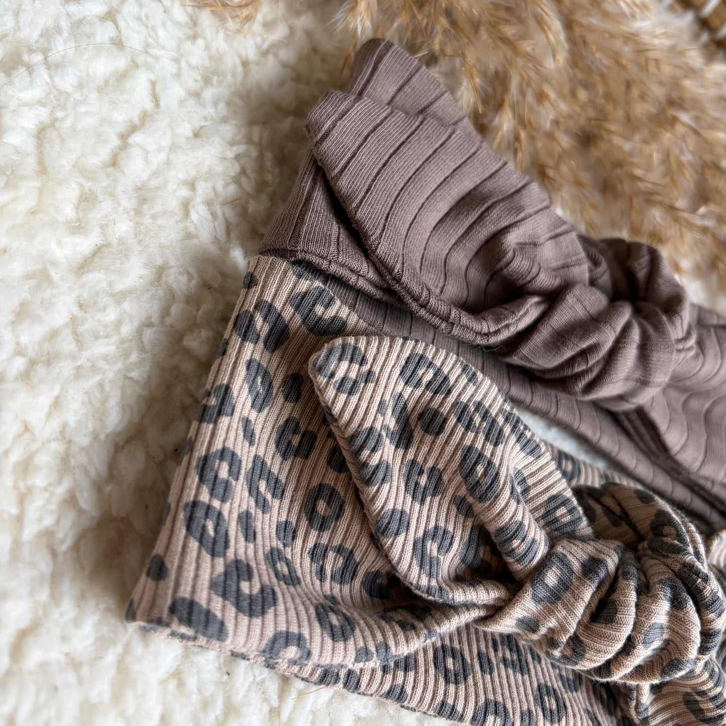 Haarband knoop combideal taupe & tijgerprint