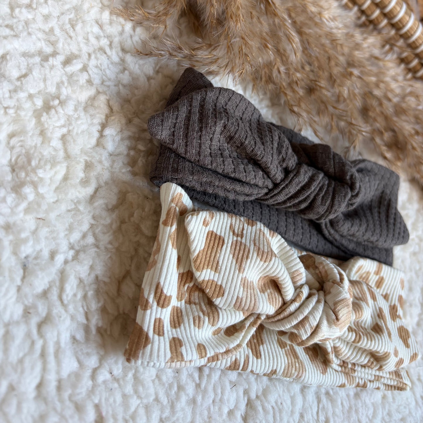 Haarband knoop combideal tijgerprint beige & taupe