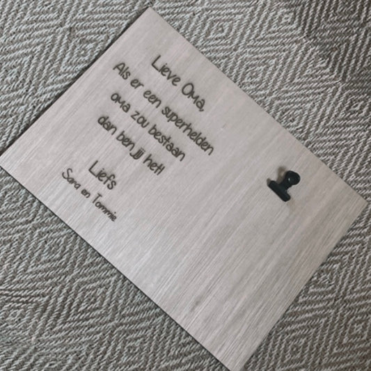 Superheld oma bordje