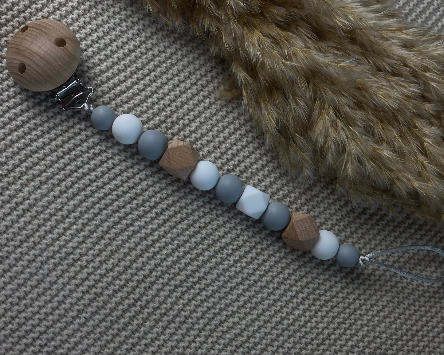 Speenkoord zonder naam | grijs & wit