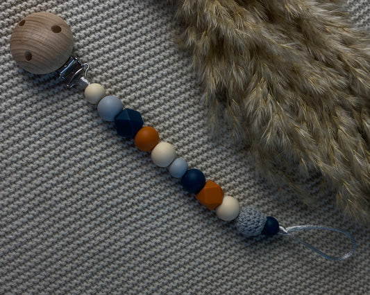 Speenkoord zonder naam | oranje & grijs