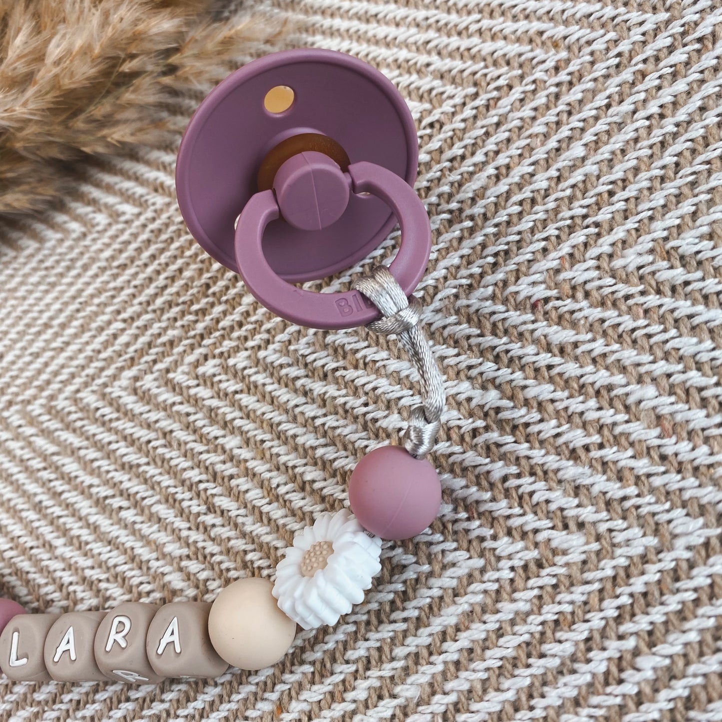 Speenkoord met naam | Bloem heather