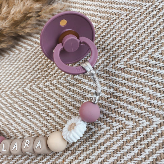 Speenkoord met naam | Bloem heather