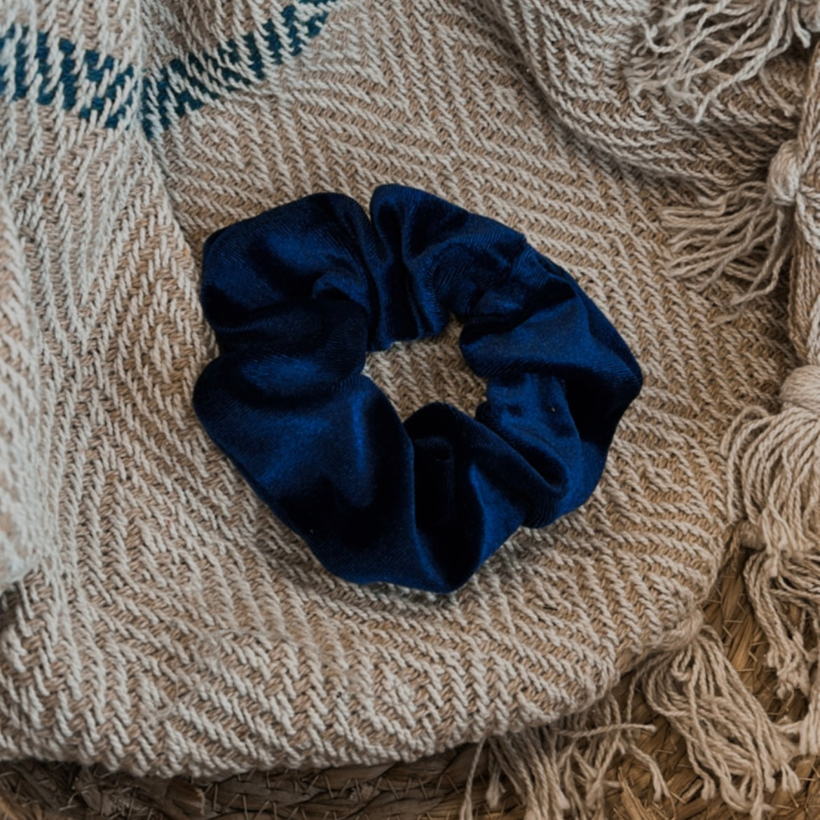 Scrunchie velvet blauw