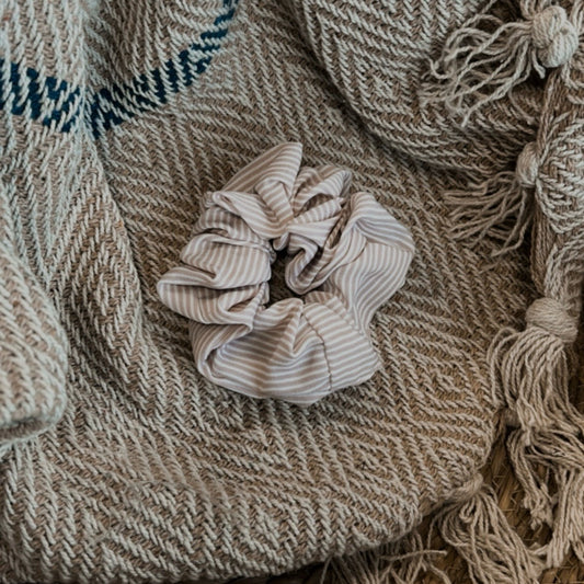Scrunchie streepjes baby roze&wit