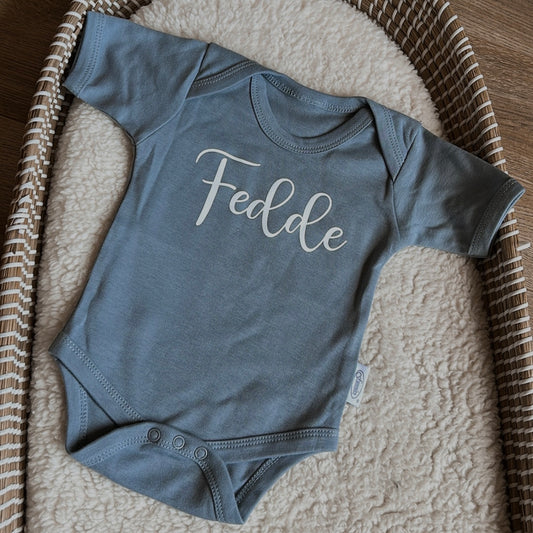 Romper met naam | Grijsblauw