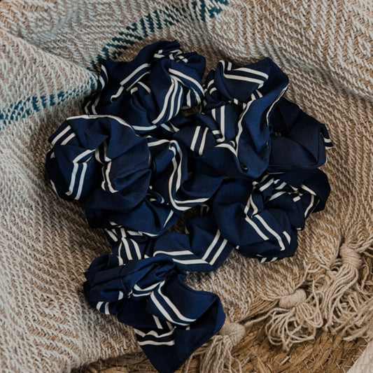 Scrunchie streepjes blauw