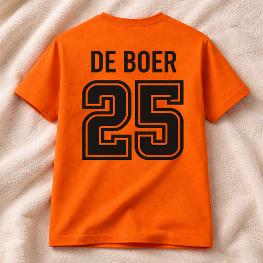 Custom Kids Shirt Oranje – Met Naam & Rugnummer