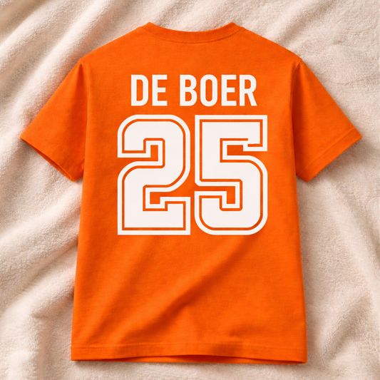 Custom Kids Shirt Oranje – Met Naam & Rugnummer