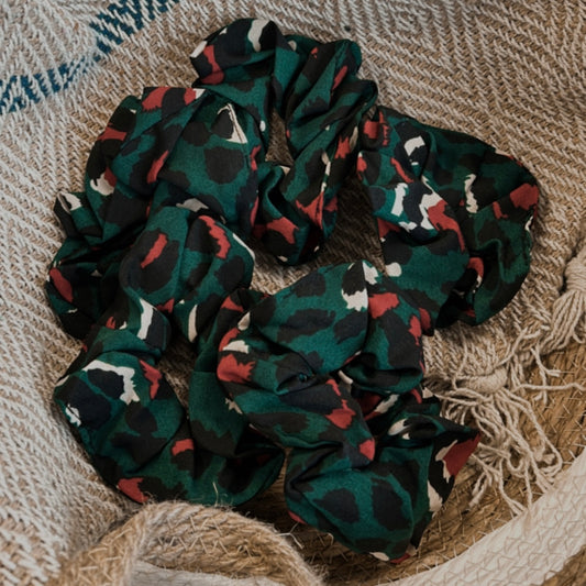 Scrunchie tijgerprint groen rood
