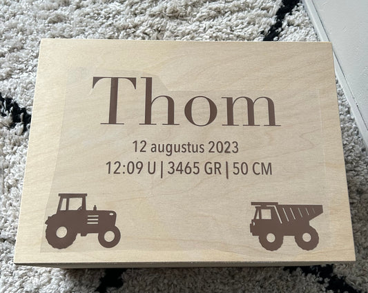 Memorybox - ontwerp tractor  (Nu met gratis bewaarset & happy horse knuffel)