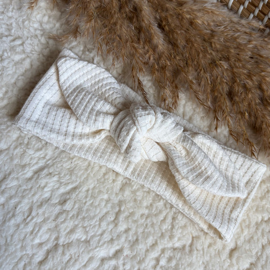 Haarband knoop wit /beige wafel