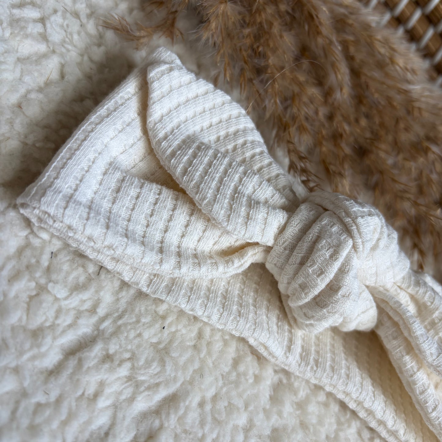 Haarband knoop wit /beige wafel