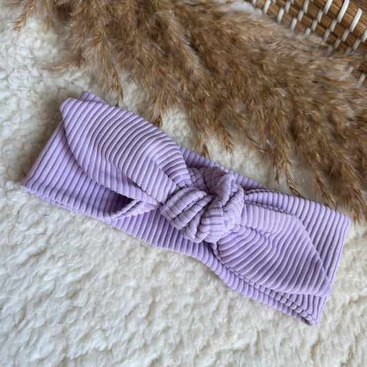 Haarband knoop lila rib