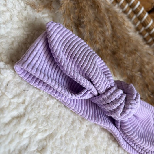 Haarband knoop lila rib