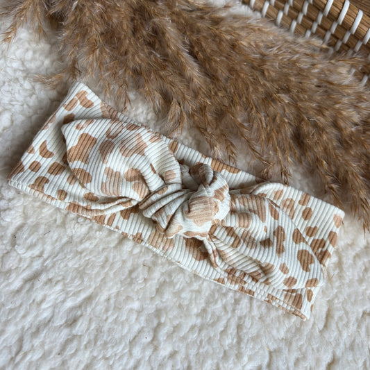 Haarband knoop tijgerprint beige