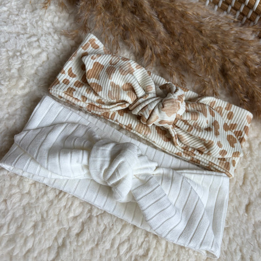 Haarband knoop combideal wit & tijgerprint