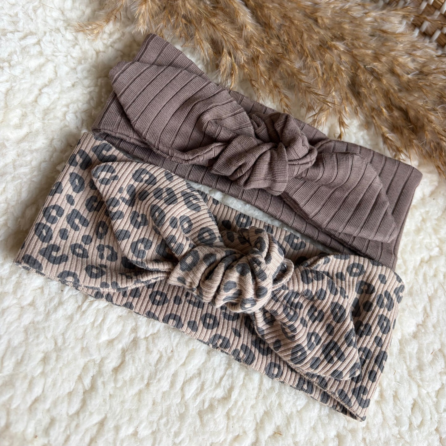 Haarband knoop combideal taupe & tijgerprint