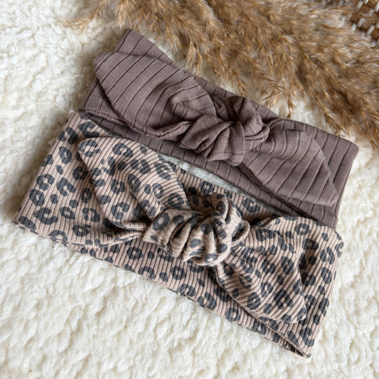 Haarband knoop combideal taupe & tijgerprint