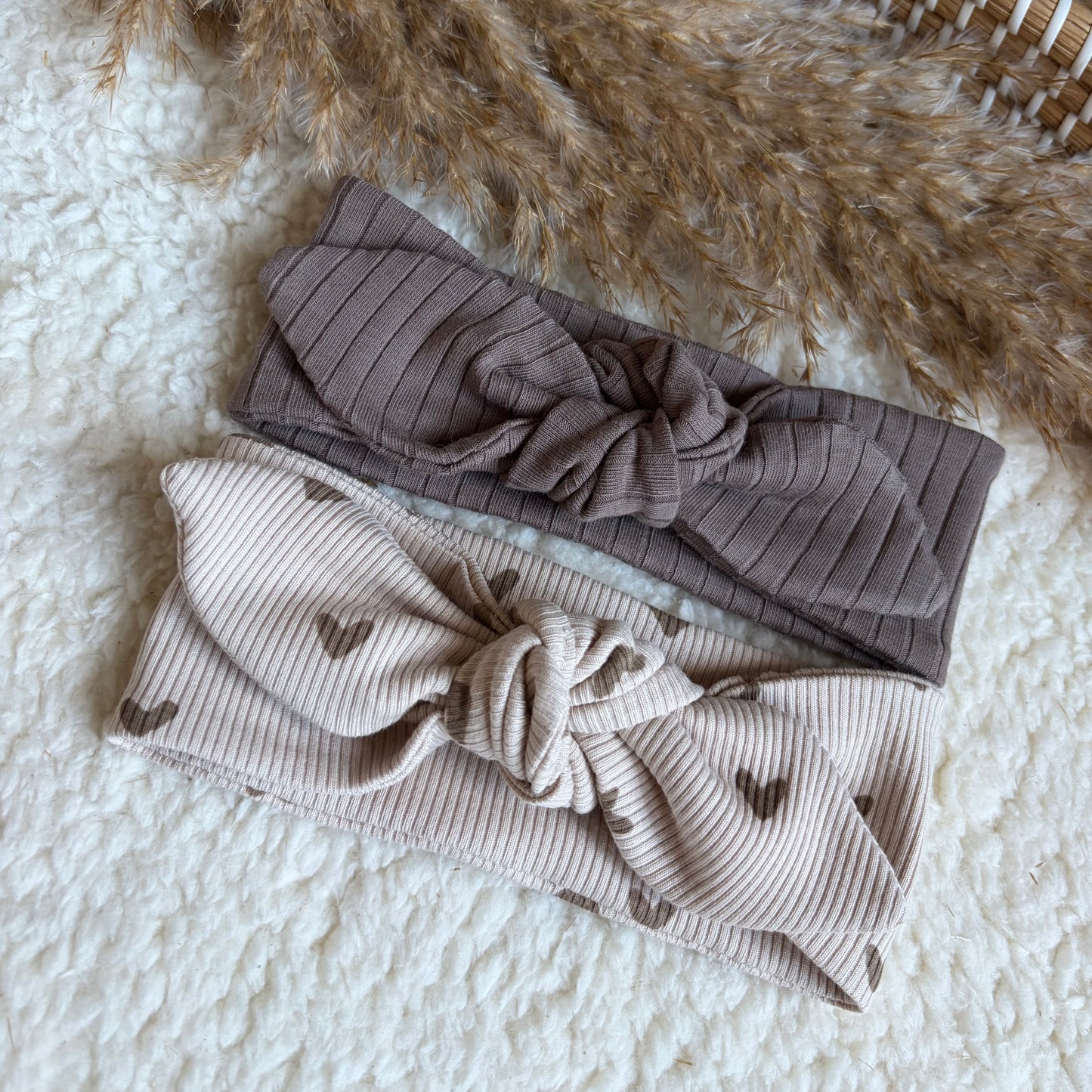 Haarband knoop combideal taupe & hartjes
