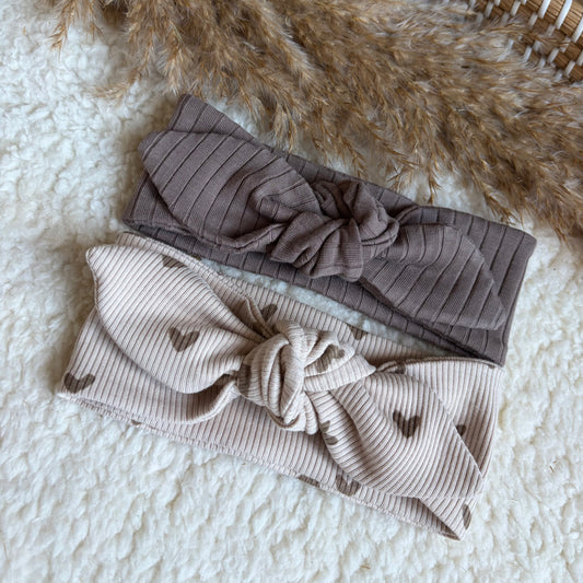 Haarband knoop combideal taupe & hartjes