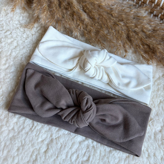 Haarband knoop combideal taupe & wit