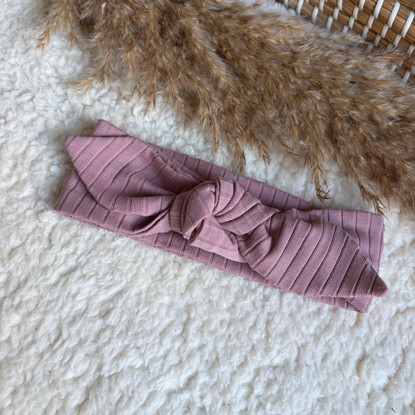 Haarband knoop roze rib