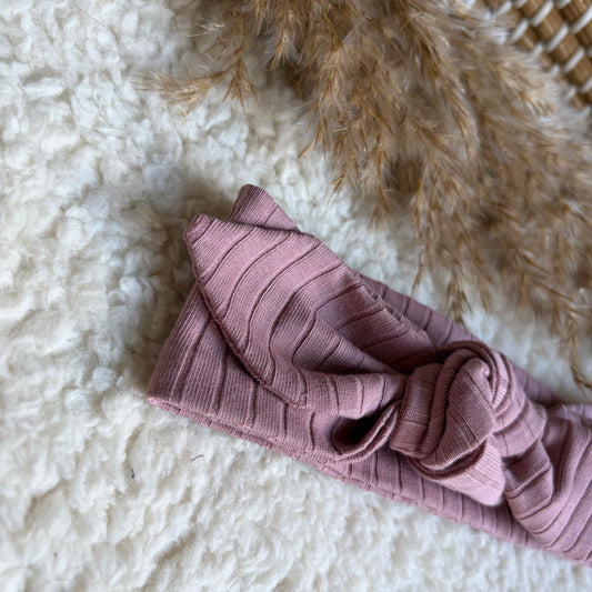 Haarband knoop roze rib