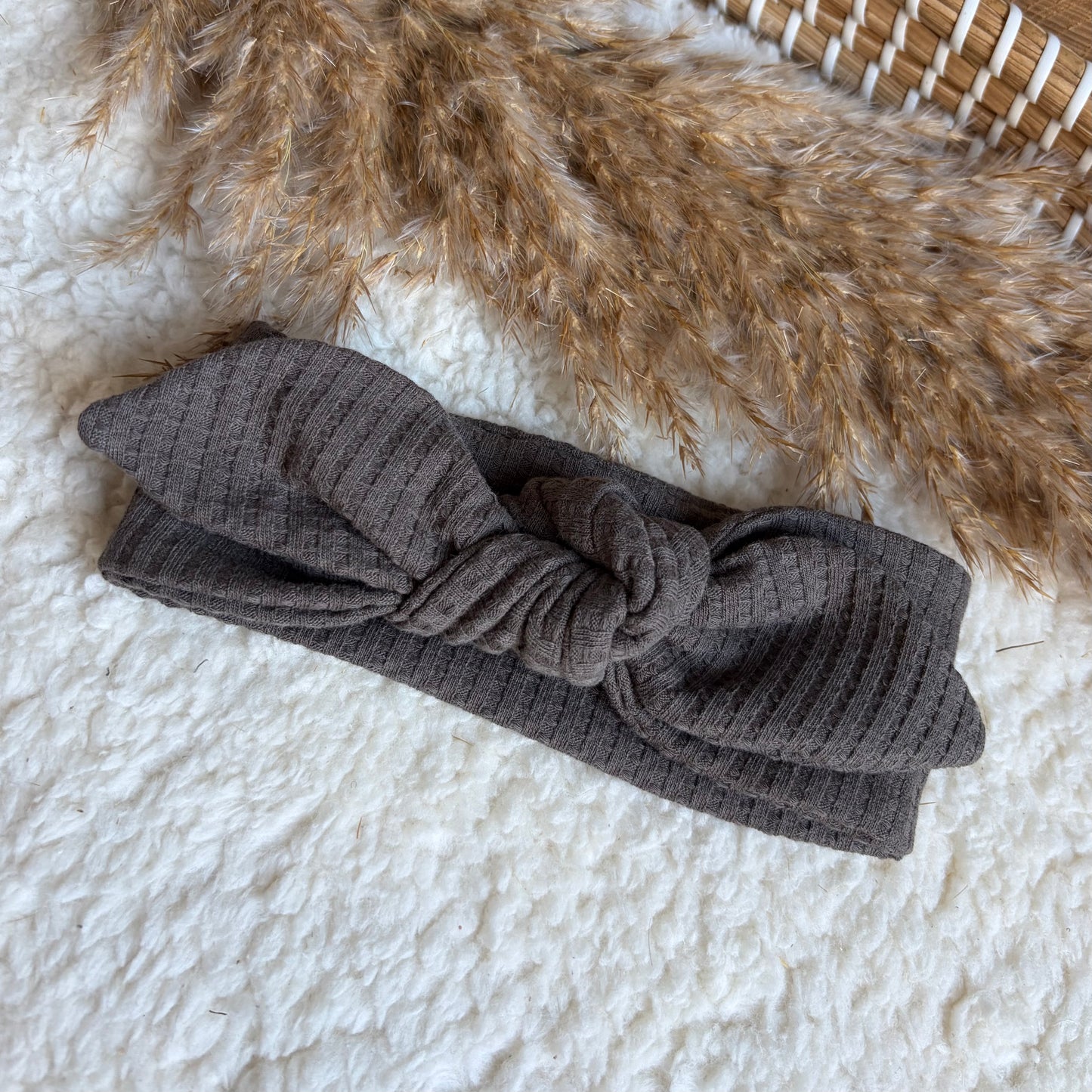 Haarband knoop taupe wafel