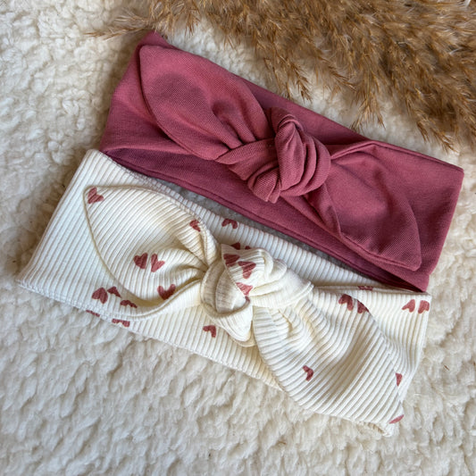 Haarband knoop combideal roze & hartjes