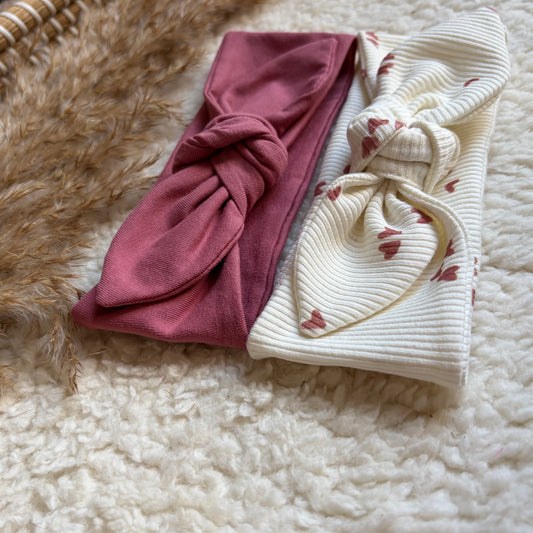 Haarband knoop combideal roze & hartjes