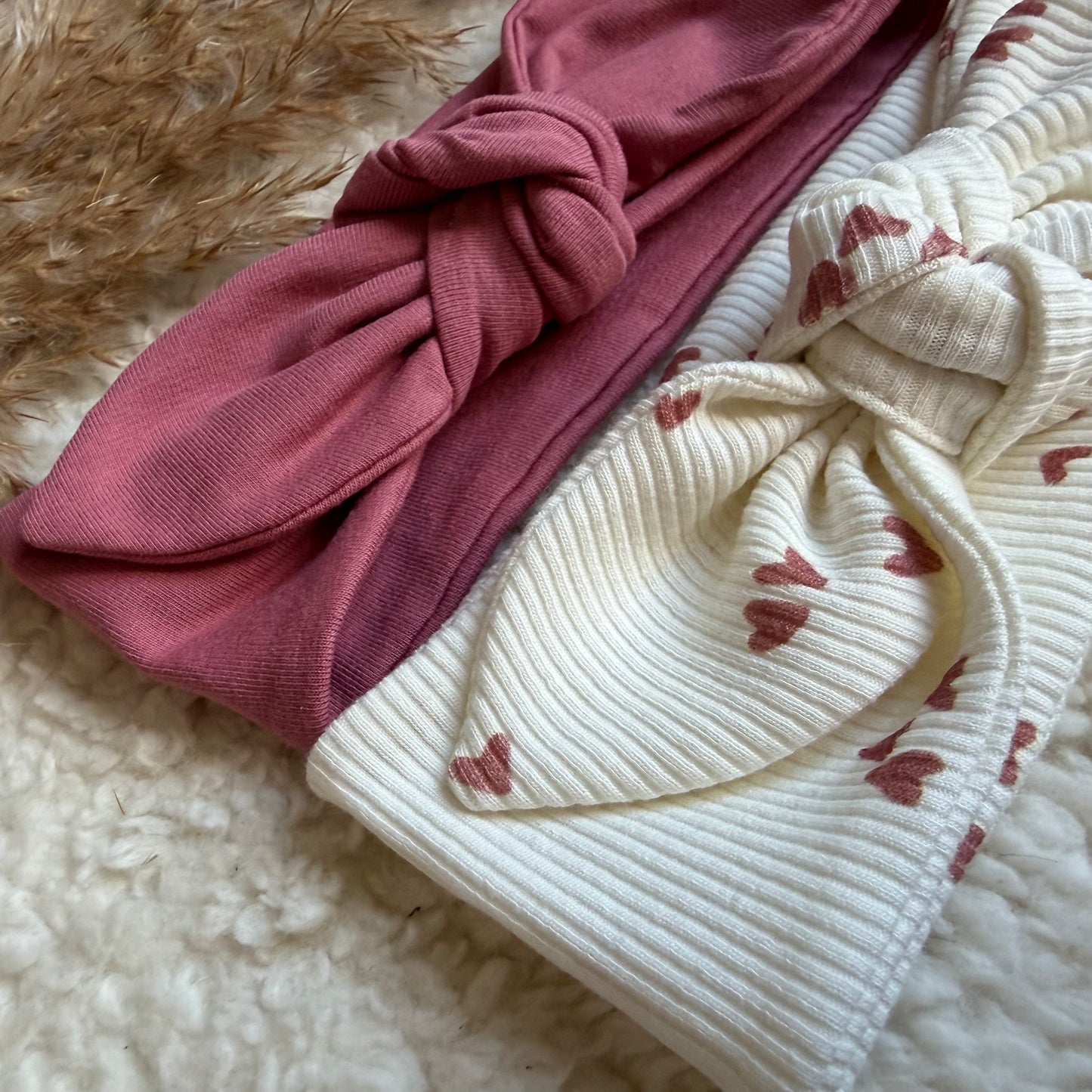 Haarband knoop combideal roze & hartjes
